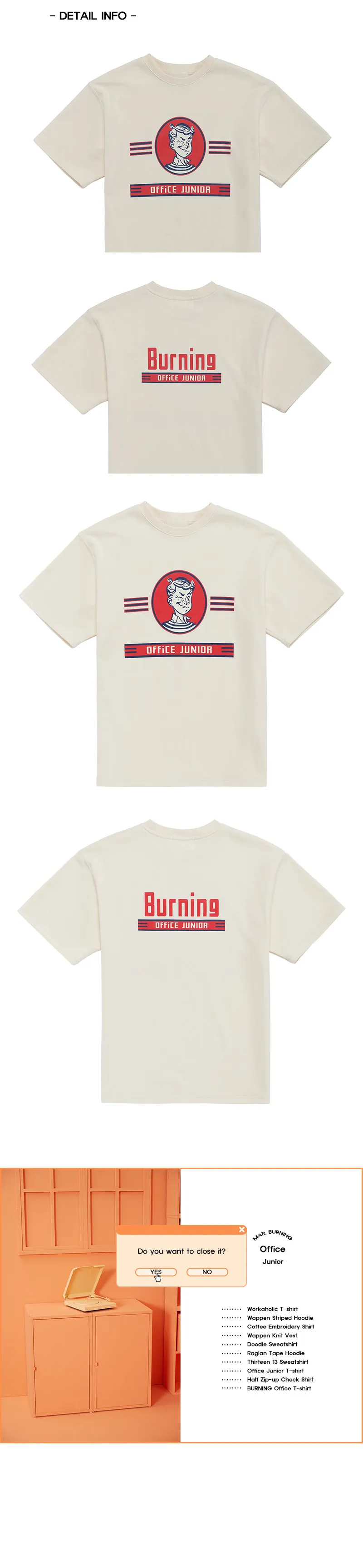 *BURNING*オフィスジュニア1/2Tシャツ(アイボリー) | 詳細画像6