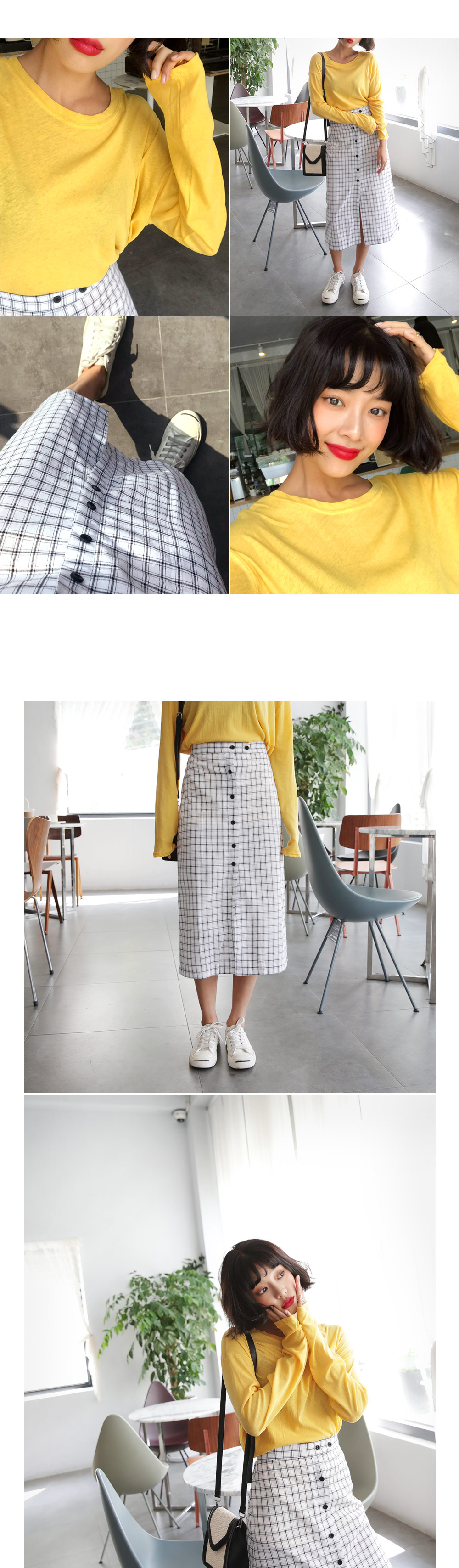 チェックフロントボタンスカート・全3色 | DHOLIC | 詳細画像7