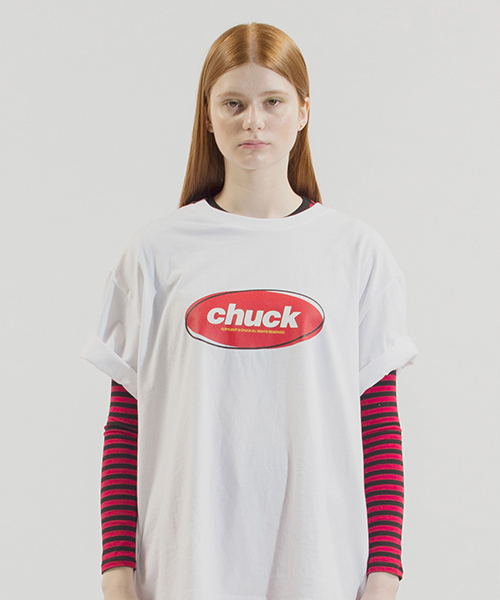 *CHUCK*18SSCHUCKカラーオーバルロゴTシャツホワイトレッド | 詳細画像1