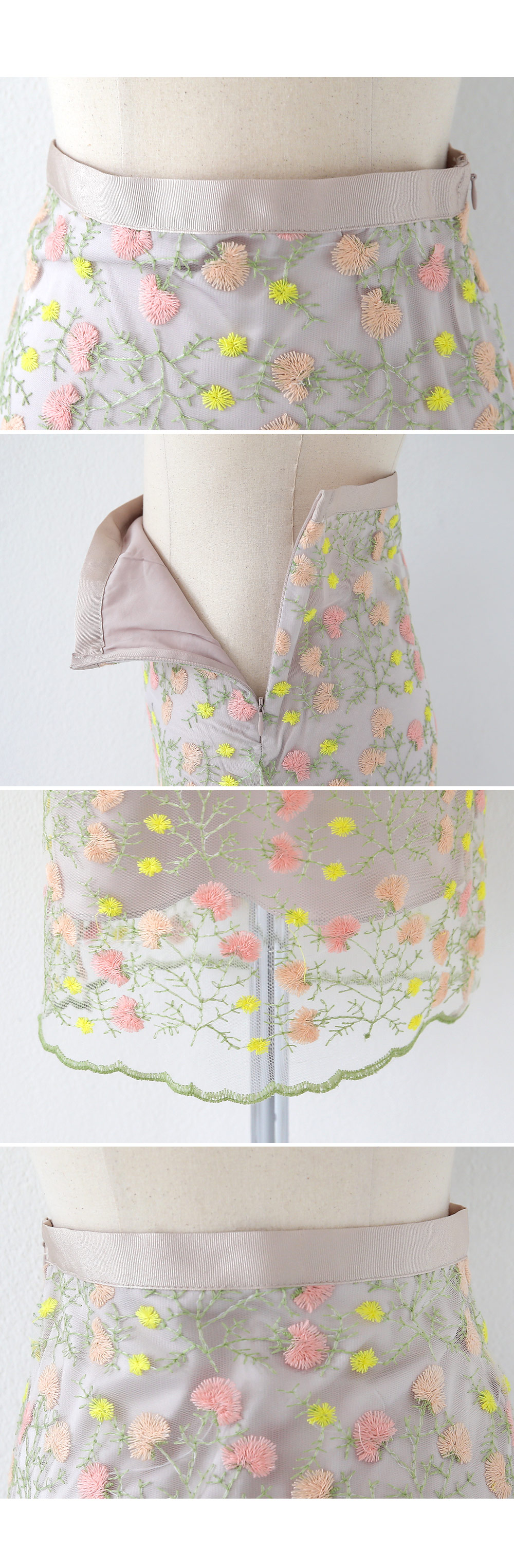 シアーフローラル刺繍スカート・全2色 | DHOLIC | 詳細画像6