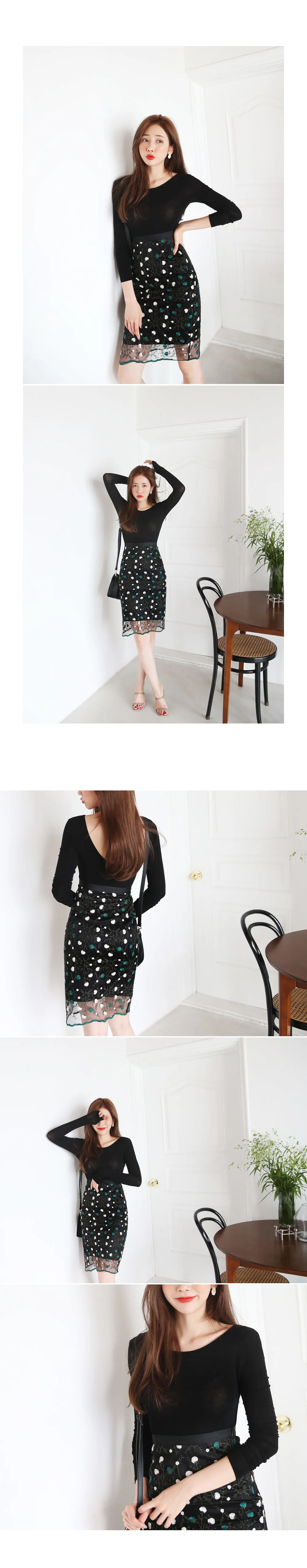 シアーフローラル刺繍スカート・全2色 | DHOLIC | 詳細画像2
