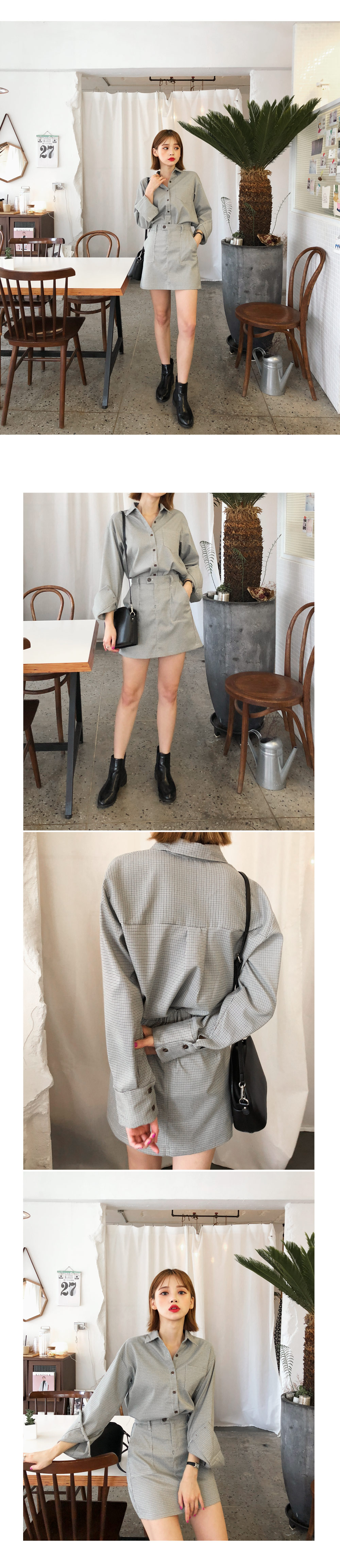チェックシャツ&ミニスカートSET・全2色 | DHOLIC | 詳細画像3