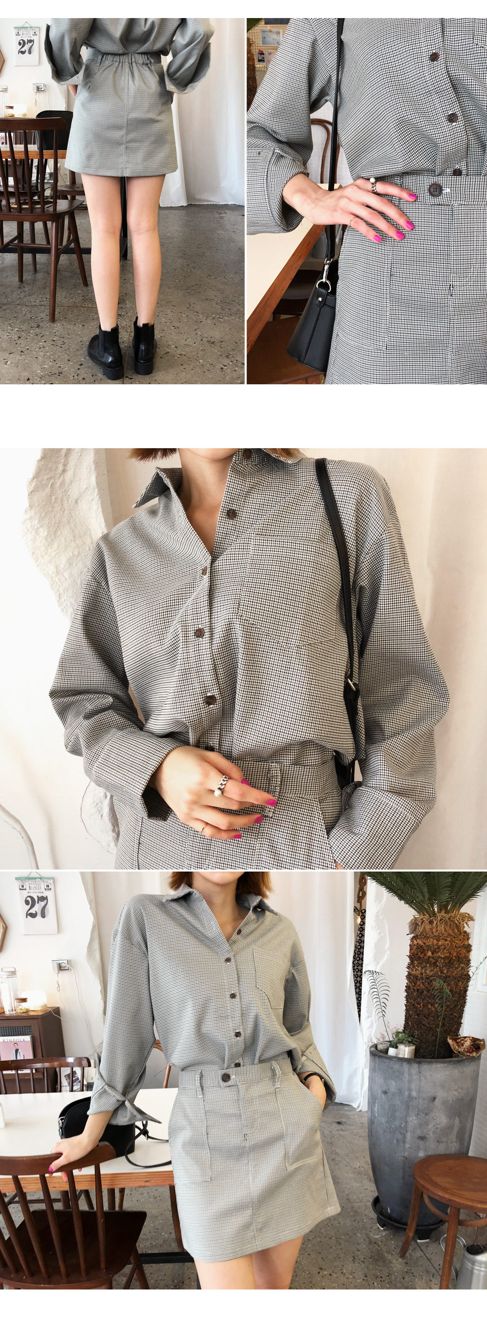 チェックシャツ&ミニスカートSET・全2色 | DHOLIC | 詳細画像5