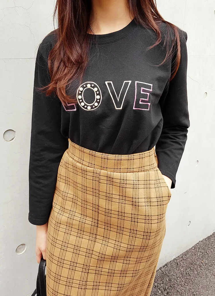 LOVE刺繍Tシャツ・全3色 | DHOLIC | 詳細画像1