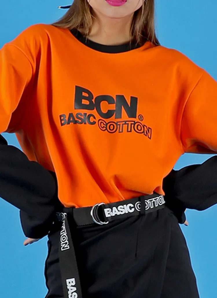 *BASIC COTTON*BCNロゴレイヤードTシャツ(オレンジ) | 詳細画像1