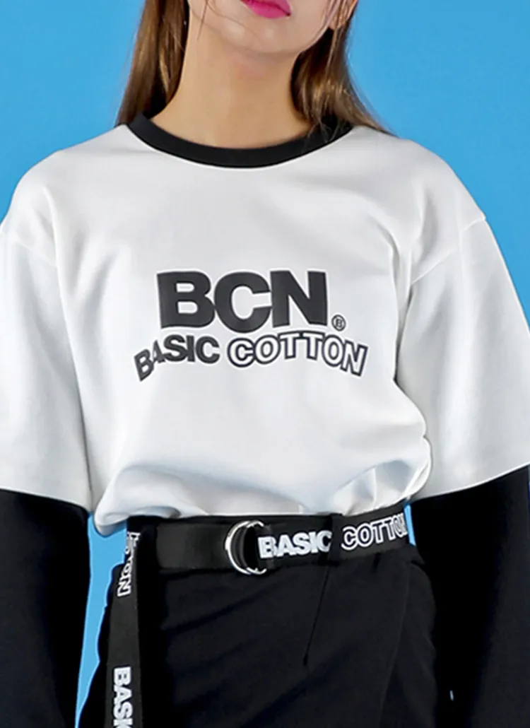 *BASIC COTTON*BCNロゴレイヤードTシャツ(ホワイト) | 詳細画像1