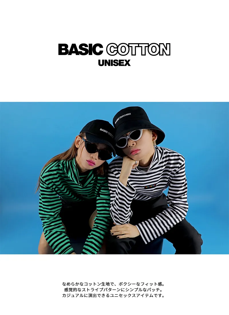 *BASIC COTTON*ボーダータートルネックTシャツ(ホワイト) | 詳細画像2