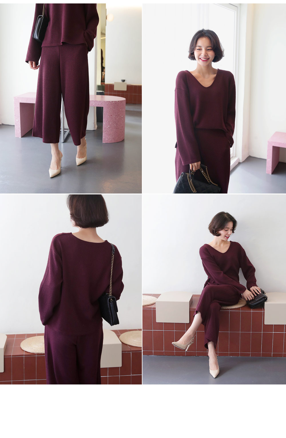 Vネックリブニット&パンツSET・全3色 | DHOLIC PLUS | 詳細画像9