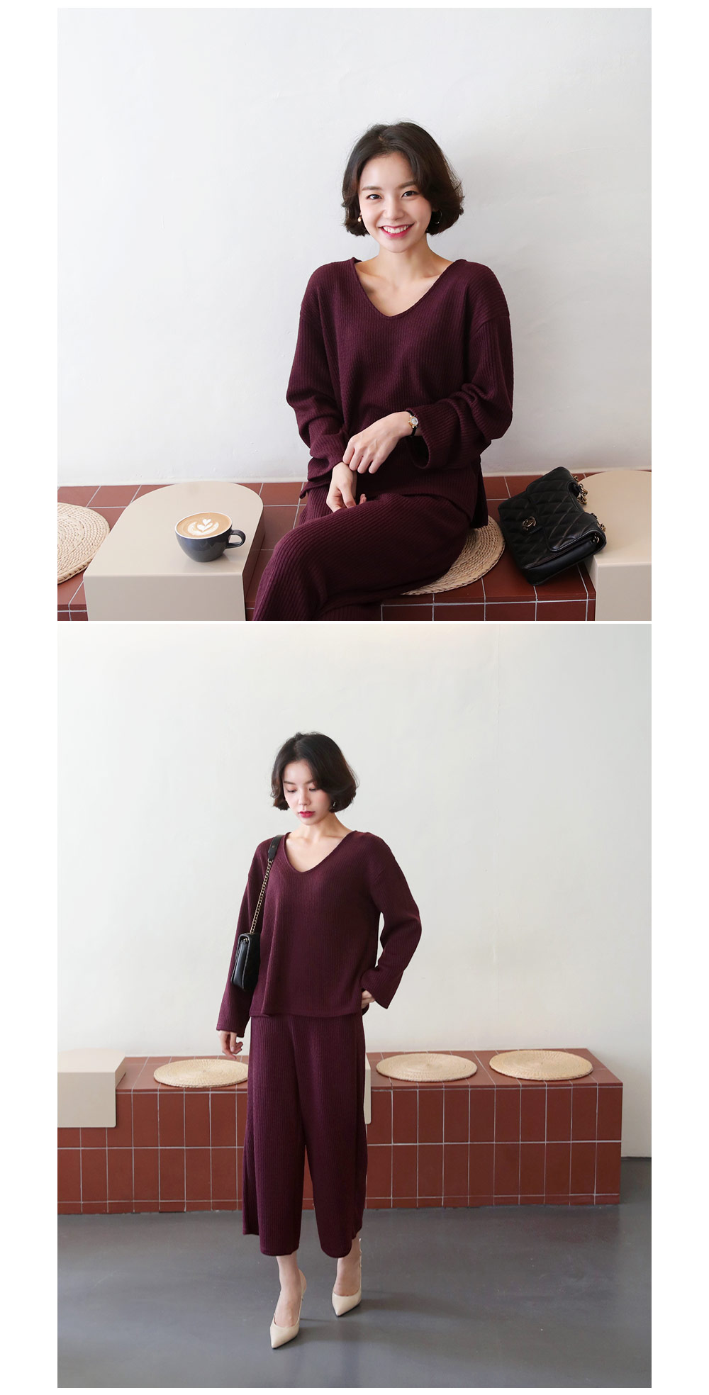 Vネックリブニット&パンツSET・全3色 | DHOLIC PLUS | 詳細画像11