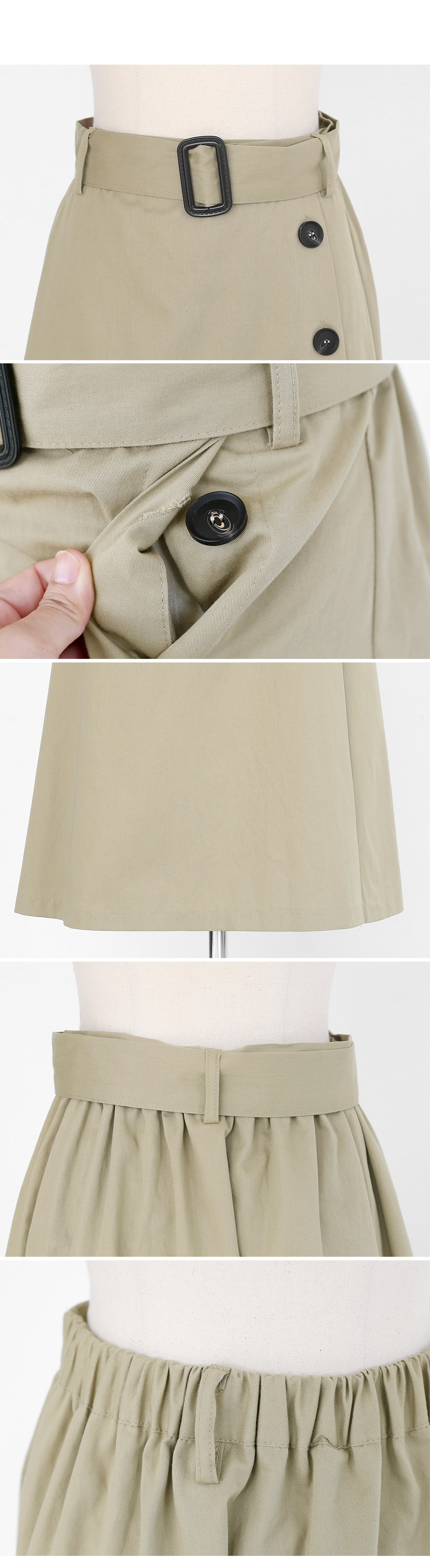 ベルトSETバックゴムボタンスカート・全3色 | DHOLIC | 詳細画像15