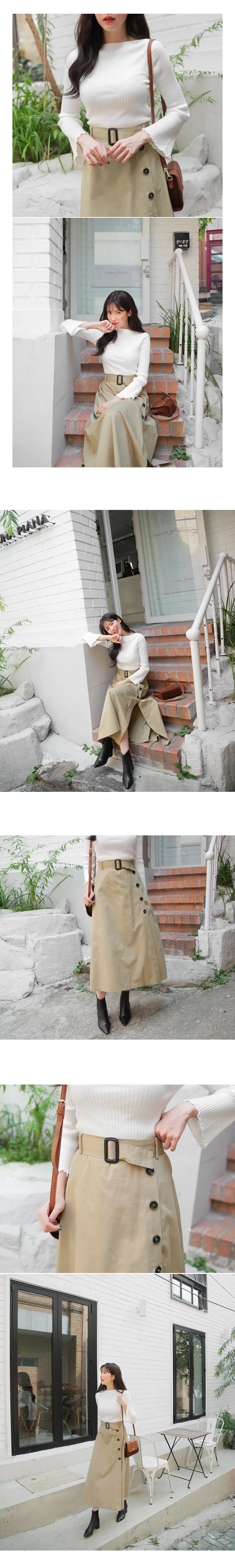 ベルトSETバックゴムボタンスカート・全3色 | DHOLIC | 詳細画像8