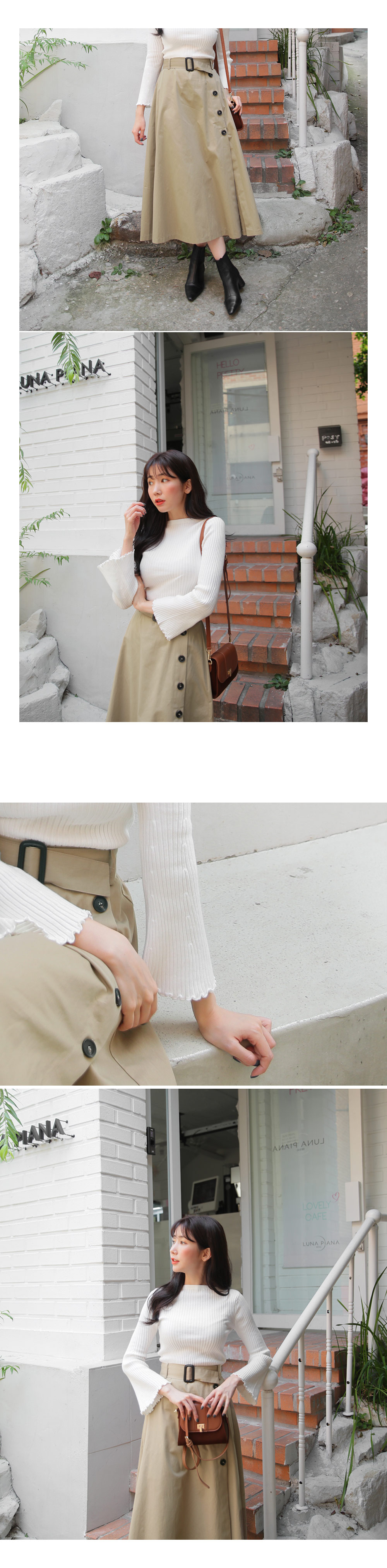ベルトSETバックゴムボタンスカート・全3色 | DHOLIC | 詳細画像10