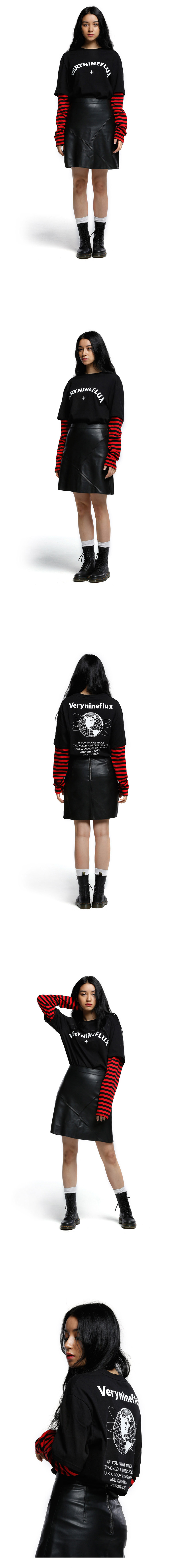 *Verynineflux*ボーダーレイヤードTシャツ(ブラック) | 詳細画像4