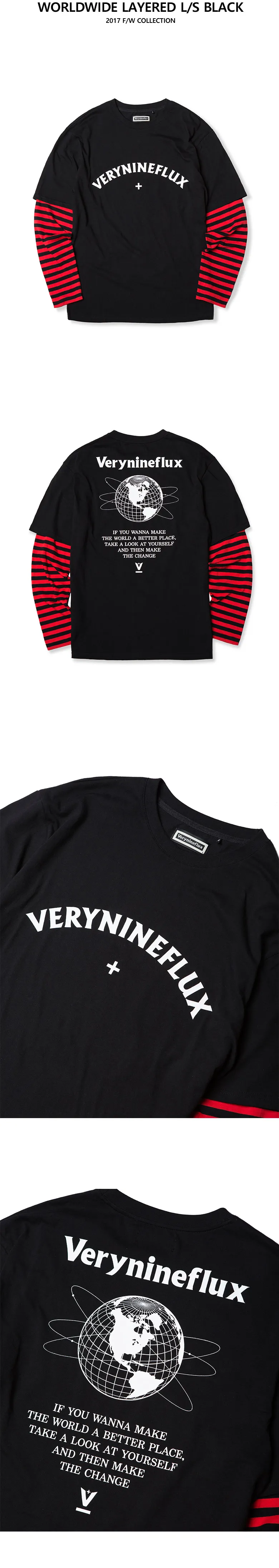 *Verynineflux*ボーダーレイヤードTシャツ(ブラック) | 詳細画像5