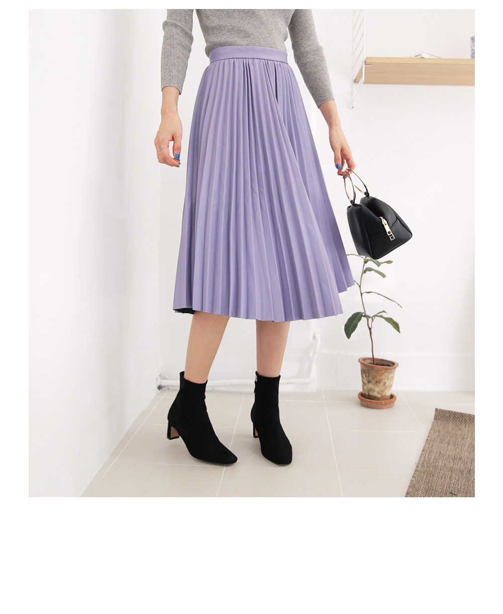 レザー調プリーツAラインスカート・全2色 | DHOLIC PLUS | 詳細画像2