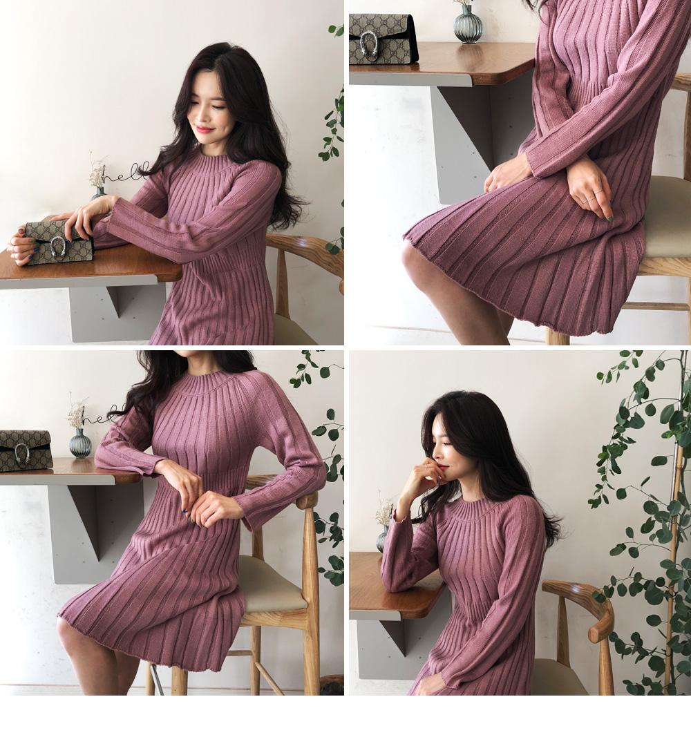 フレアリブニットワンピース・全4色 | レディースファッション通販