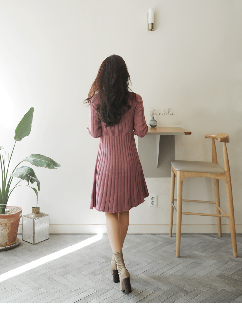 フレアリブニットワンピース・全4色 | レディースファッション通販