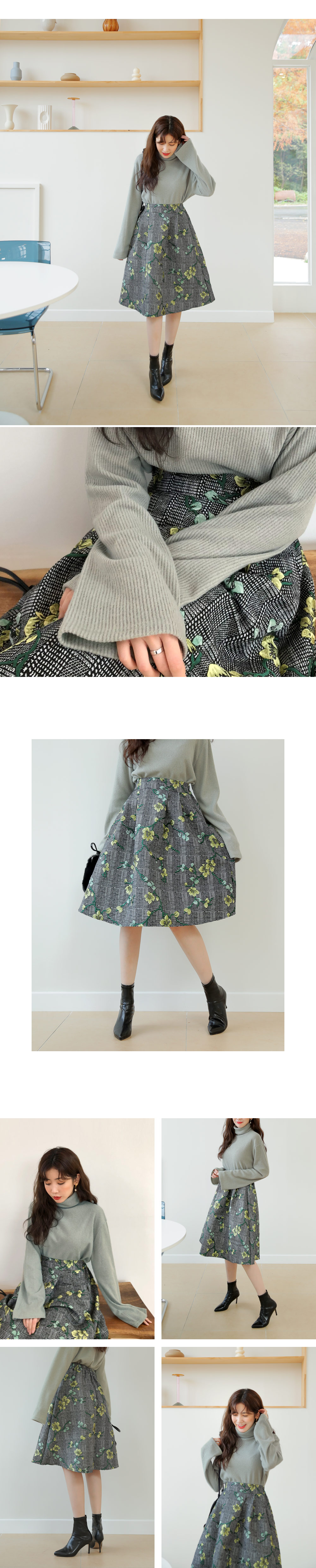 チェックフラワー刺繍スカート・全3色 | DHOLIC | 詳細画像5
