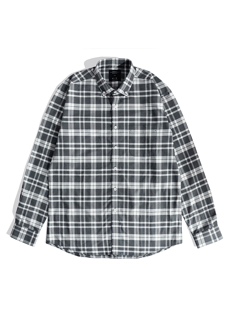 THEKNITTED*コットンギンガムチェックシャツ(グレー