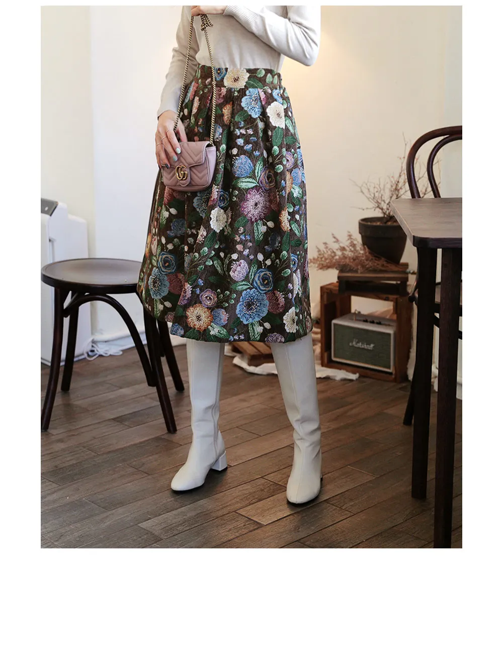 フローラル刺繍フレアスカート・全2色 | DHOLIC PLUS | 詳細画像2