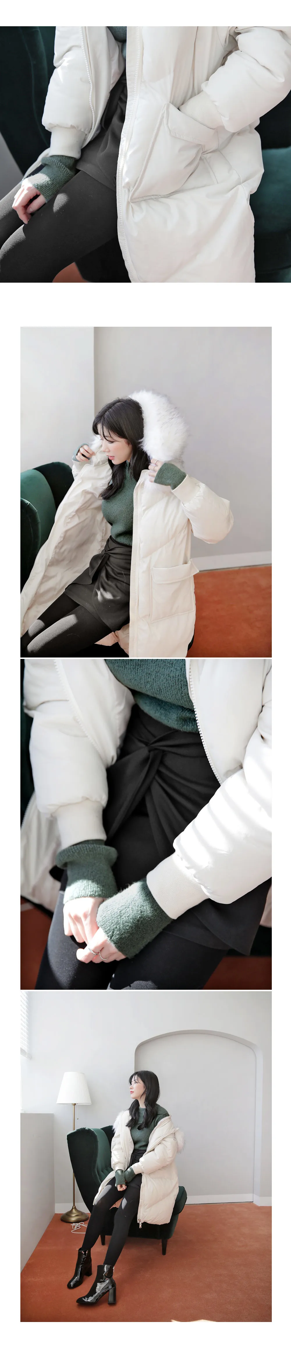 ファーフード中綿ロングジャケット・全2色 | DHOLIC | 詳細画像3
