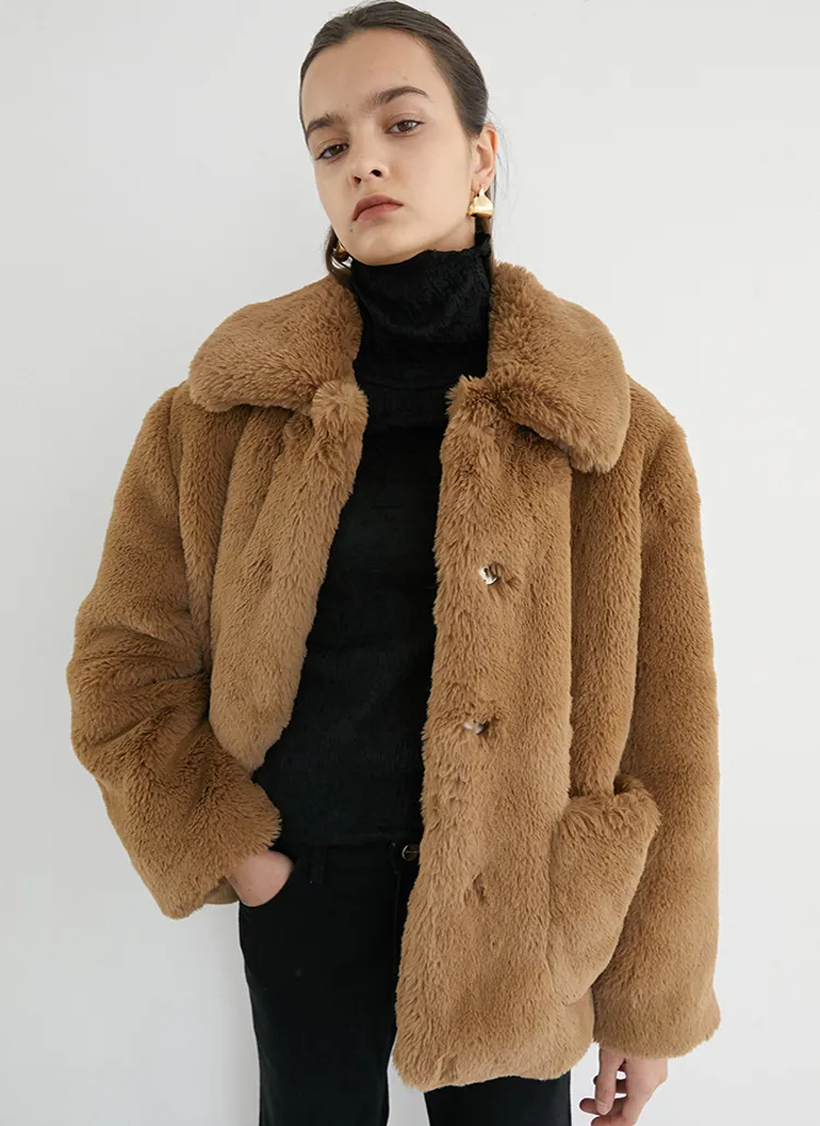 DIAGONAL*カラーフェイクファーコート(ブラウン) | レディース  