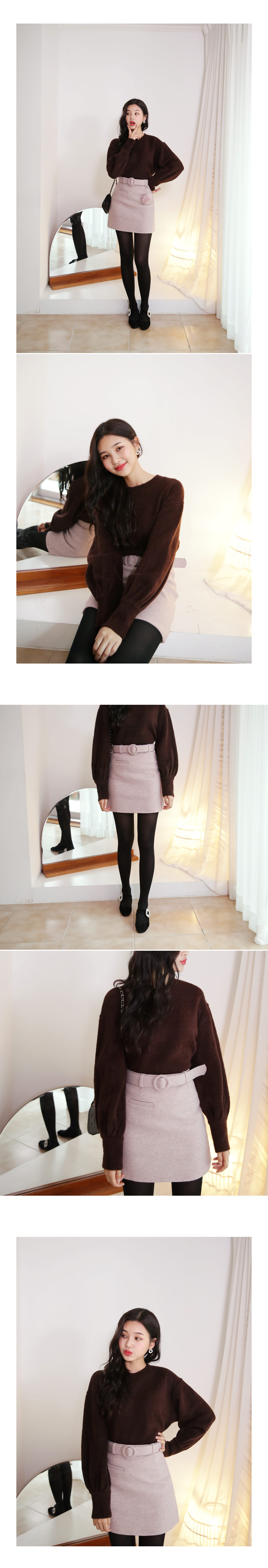 ベルトSETポンポンチャーム付ミニスカート・全3色 | DHOLIC | 詳細画像3