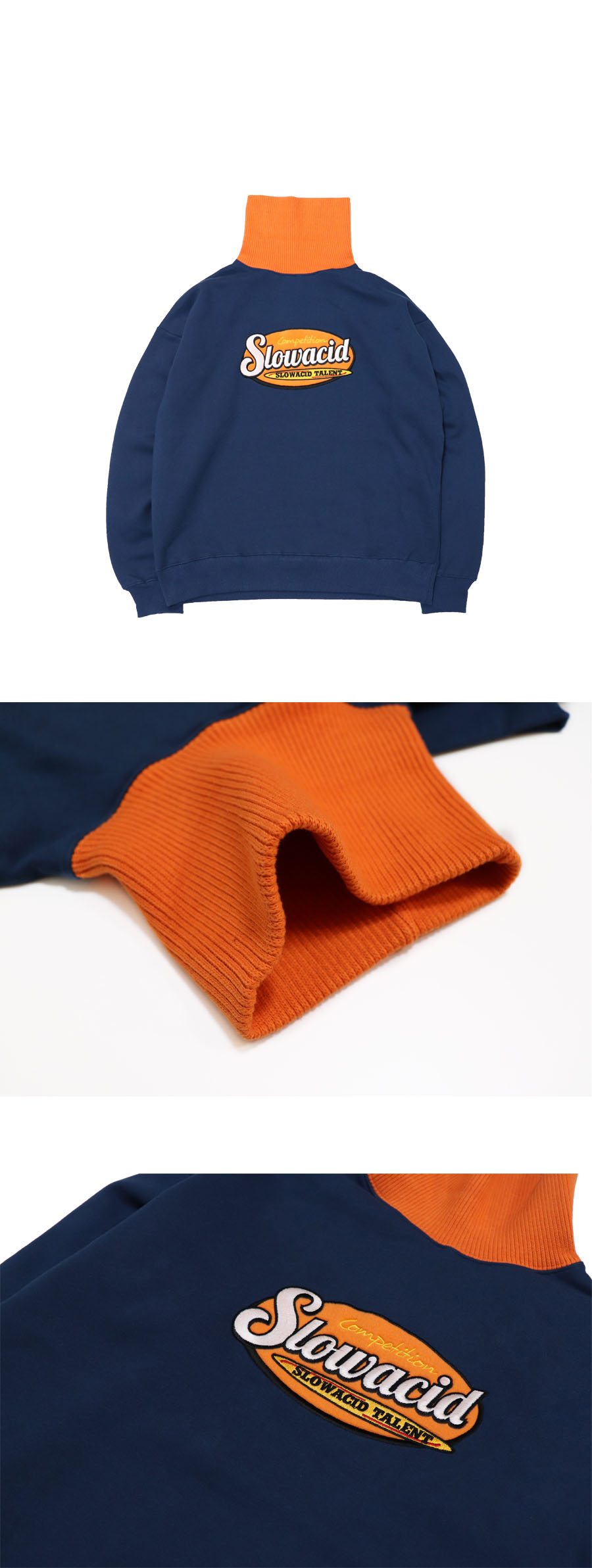 *SLOWACID*オレンジタートルネックスウェットシャツ(ブルー) | 詳細画像4