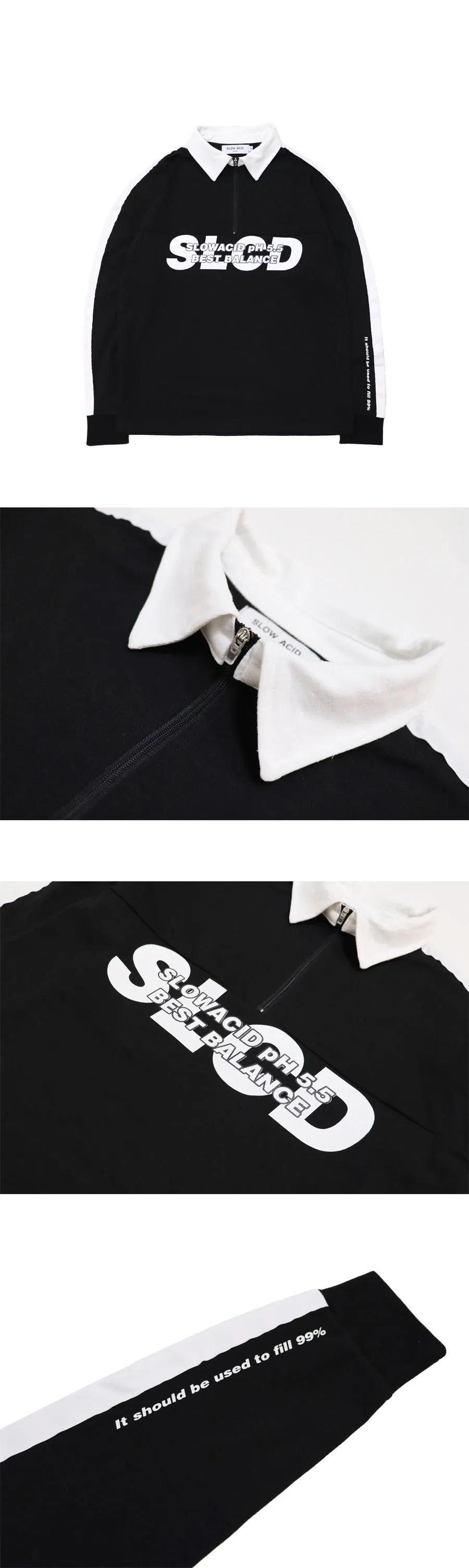 *SLOWACID*カラーハーフジップアップロングTシャツ(ブラック) | 詳細画像5