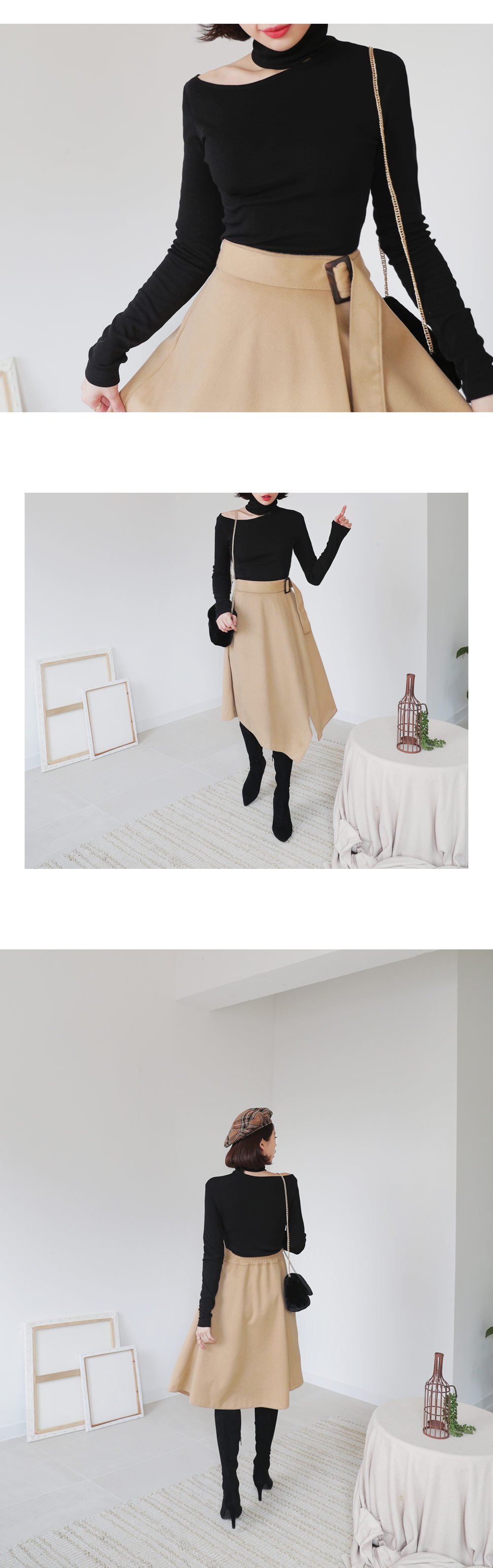 サイドベルトAラインスリットスカート・全2色 | DHOLIC | 詳細画像9