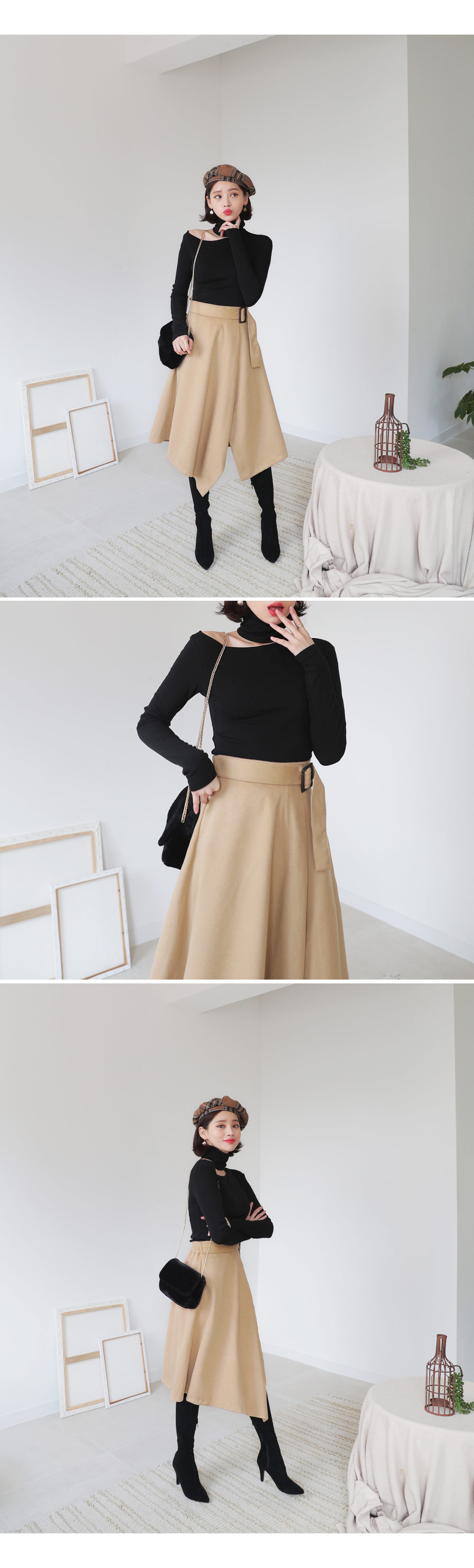 サイドベルトAラインスリットスカート・全2色 | DHOLIC | 詳細画像12
