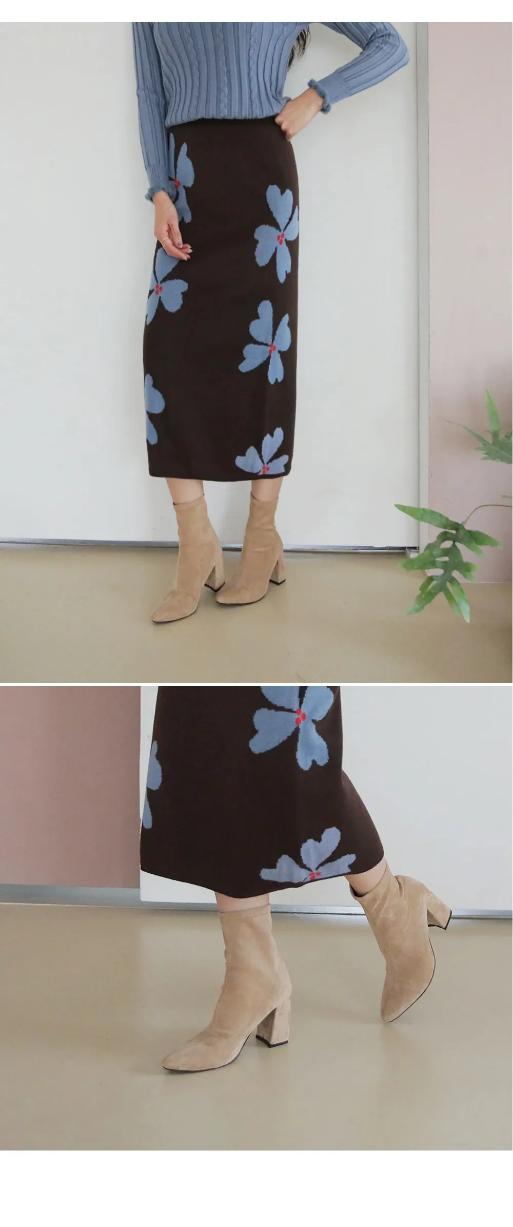 クローバーパターンニットスカート・全3色 | DHOLIC PLUS | 詳細画像2