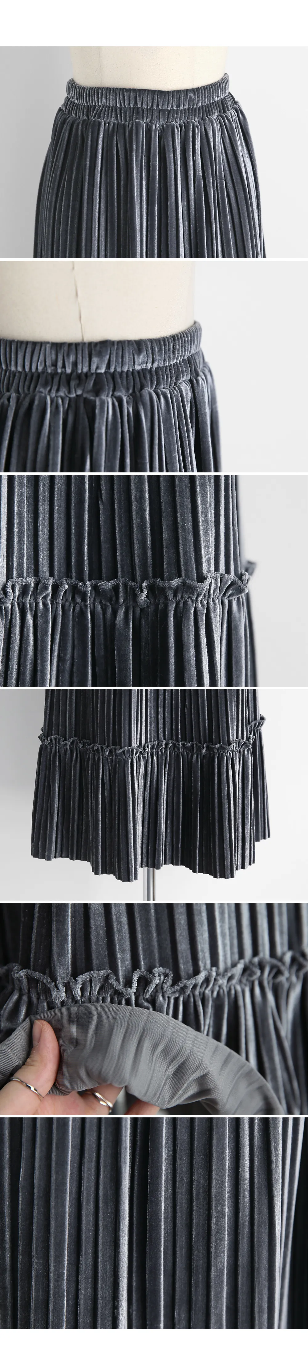 フリルラインベロアプリーツスカート・全3色 | DHOLIC PLUS | 詳細画像10