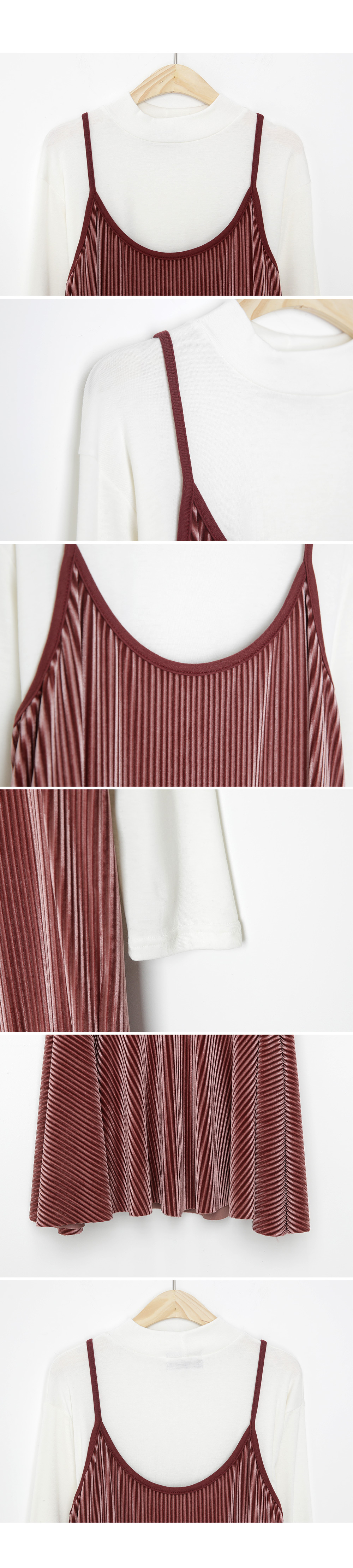 TシャツSETベロアプリーツキャミワンピース・全3色 | DHOLIC | 詳細画像9