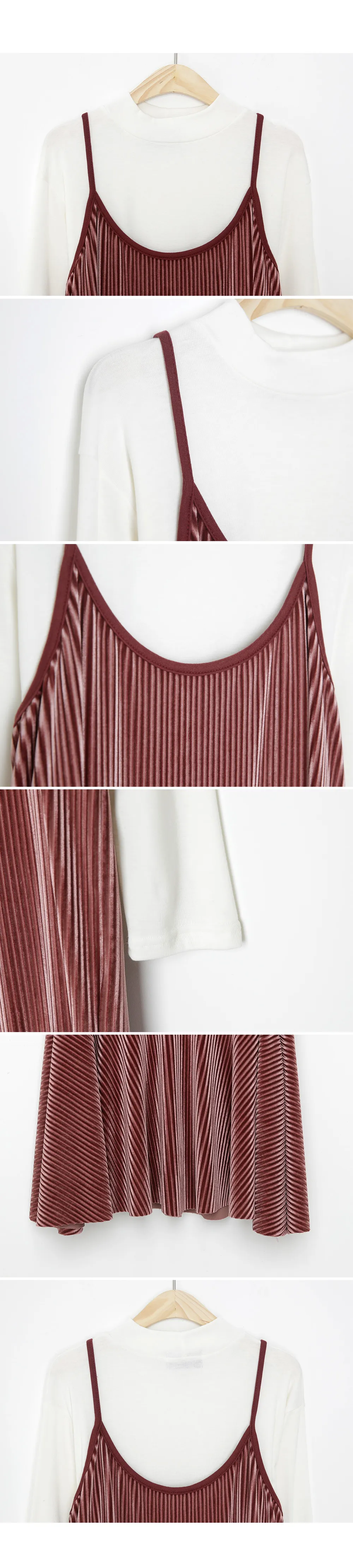TシャツSETベロアプリーツキャミワンピース・全3色 | DHOLIC | 詳細画像9