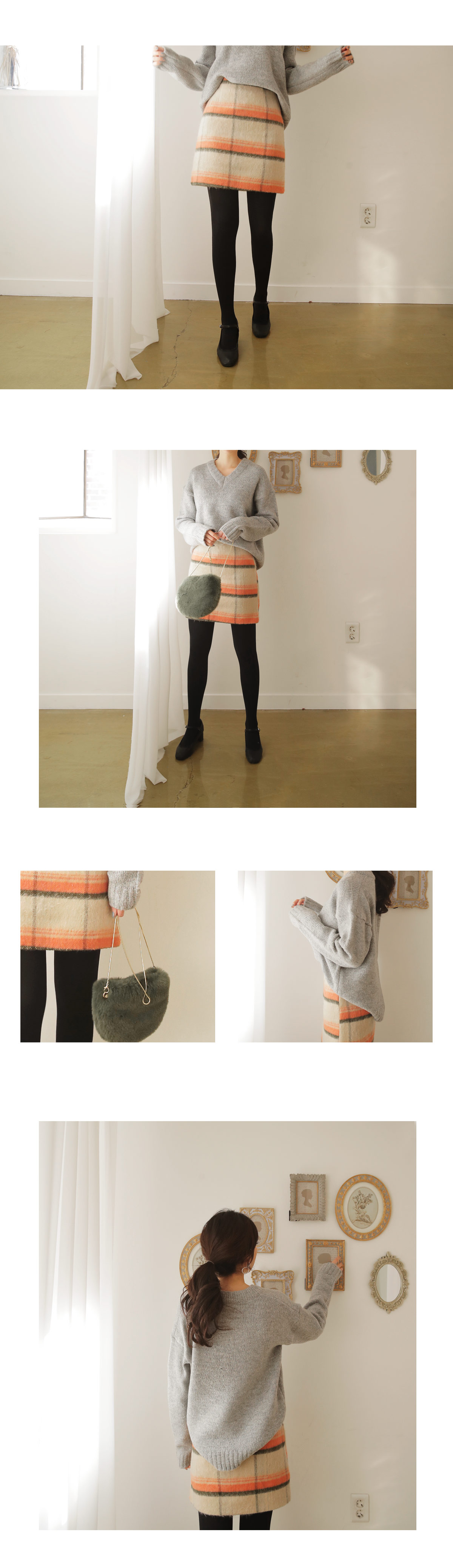 ウール混チェックHラインスカート・全2色 | DHOLIC | 詳細画像4