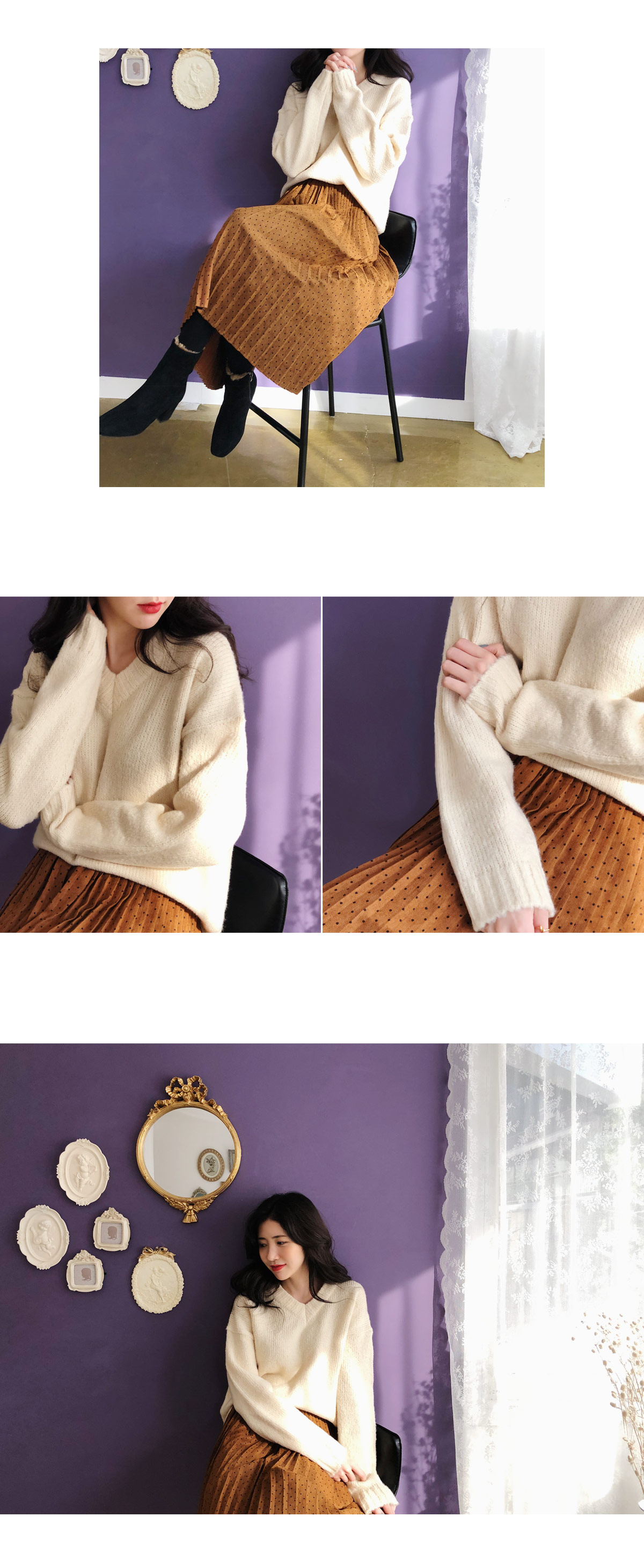 ロングドットプリーツスカート・全4色 | DHOLIC | 詳細画像3