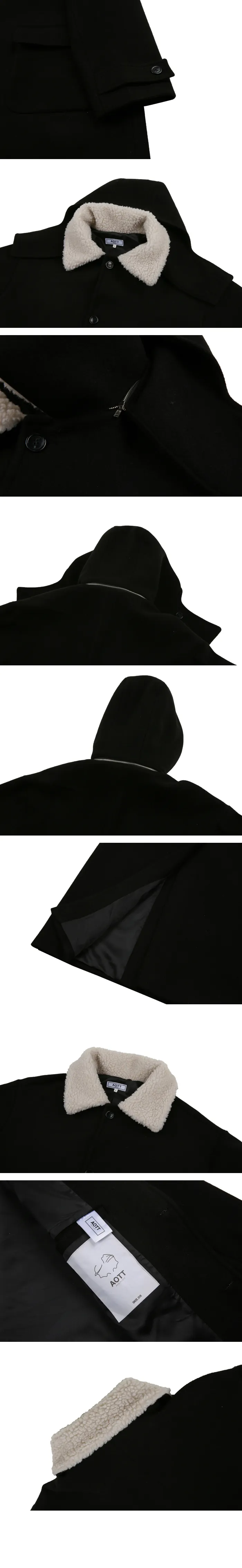 ボアカラーユニセックスコート(ブラック) | 詳細画像8