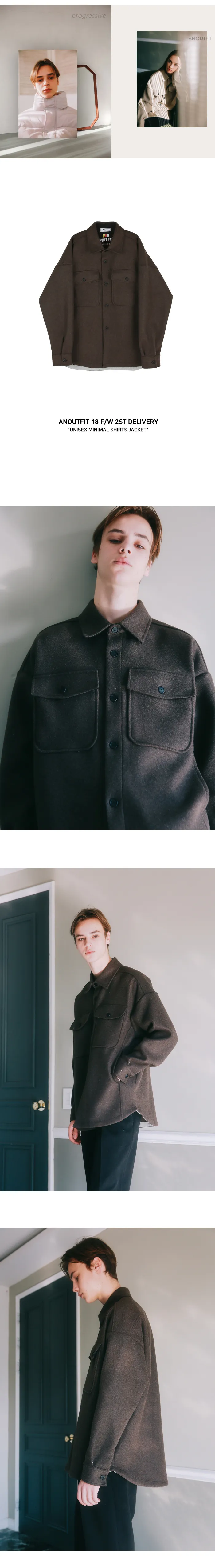 ユニセックスシャツジャケット(ブラウン) | 詳細画像3