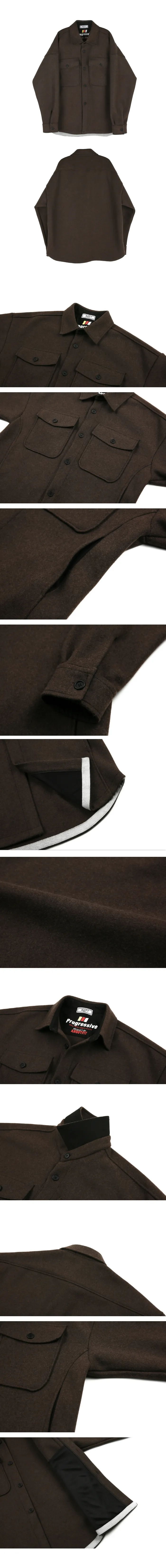 ユニセックスシャツジャケット(ブラウン) | 詳細画像6