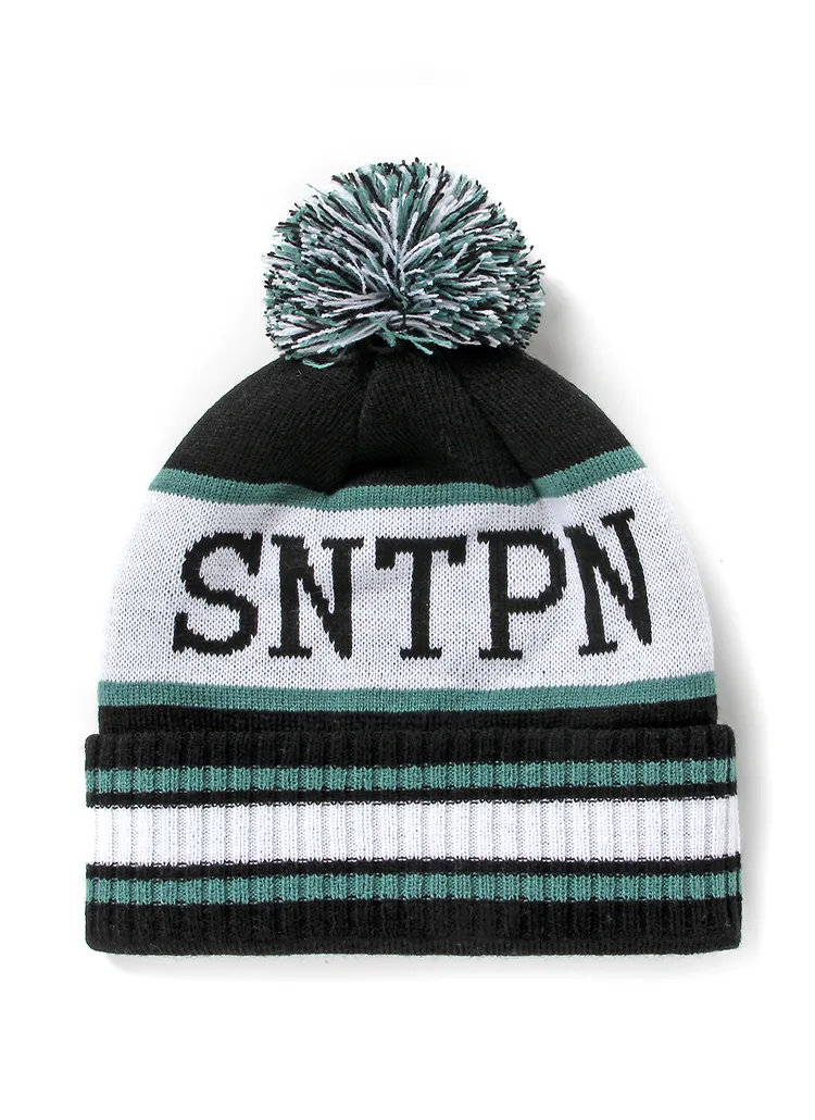 SNTPNボーダーポンポンニット帽(グリーン) | 詳細画像1