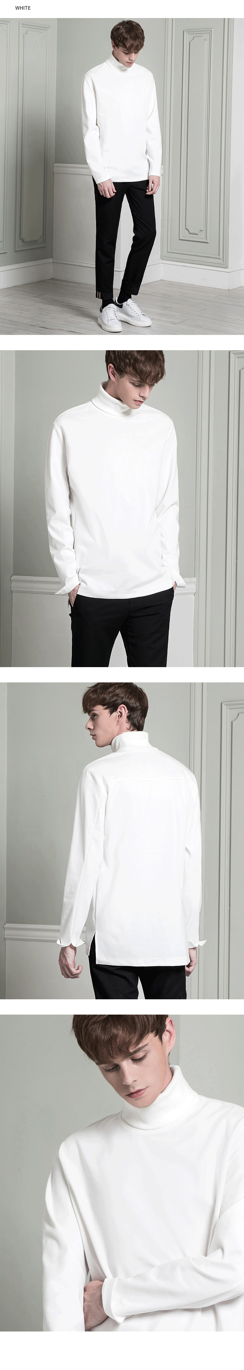 タートルネックベントレイヤードTシャツ(ホワイト) | 詳細画像6