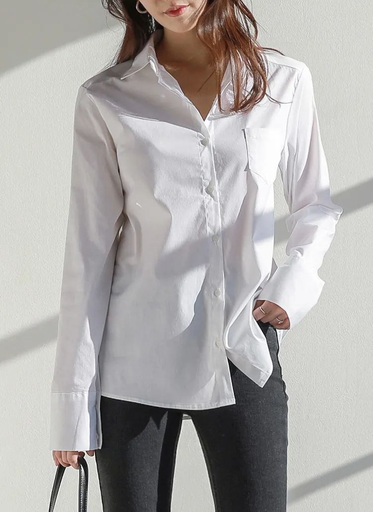 ワンポケットホワイトコットンシャツ | chichera | 詳細画像1