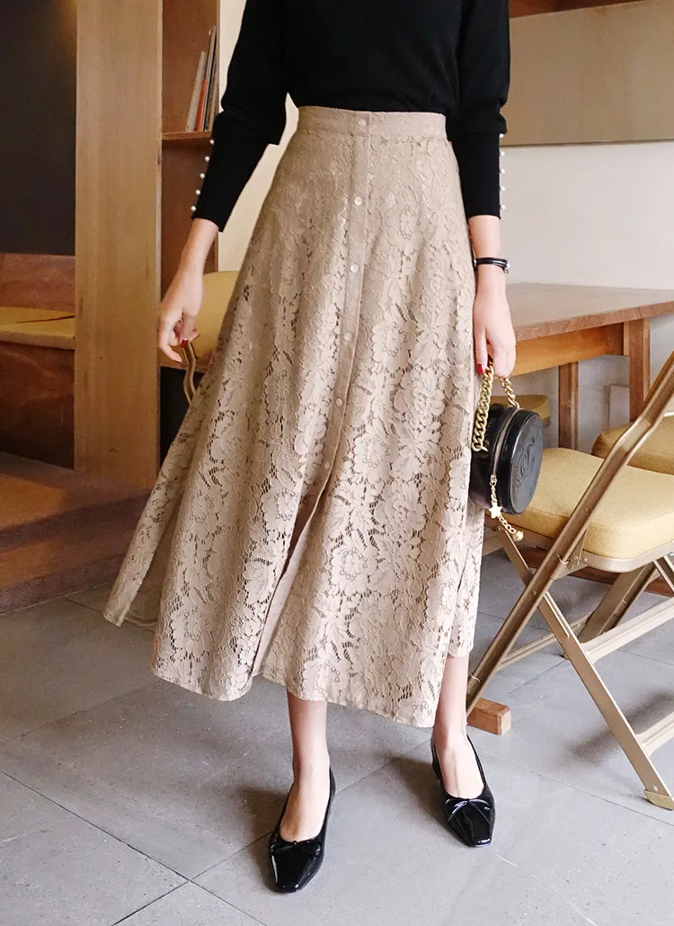 ボタンレースフレアスカート・全3色 | DHOLIC PLUS | 詳細画像1