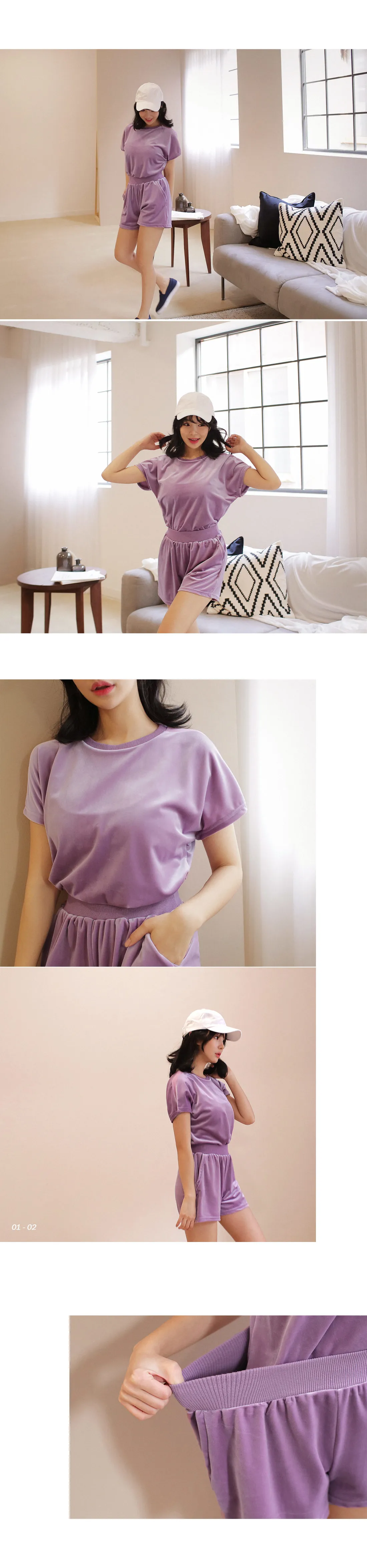 ベロアTシャツ&ショートパンツSET・全2色 | DHOLIC | 詳細画像2