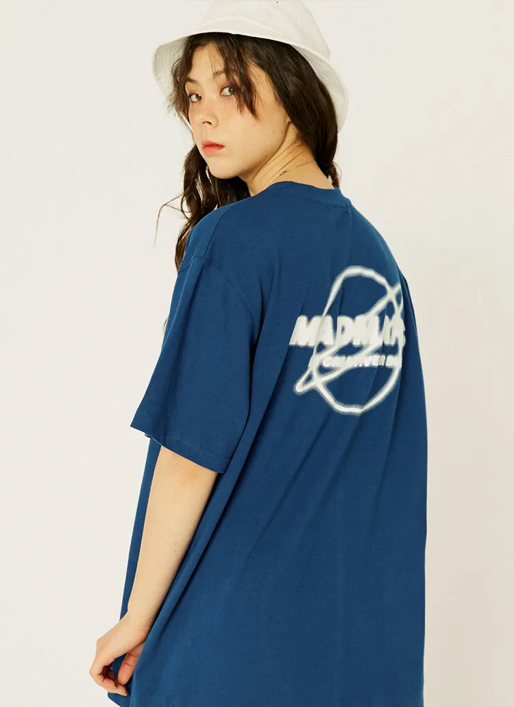 EARTHモチーフロゴ半袖Tシャツ(ネイビー) | 詳細画像1