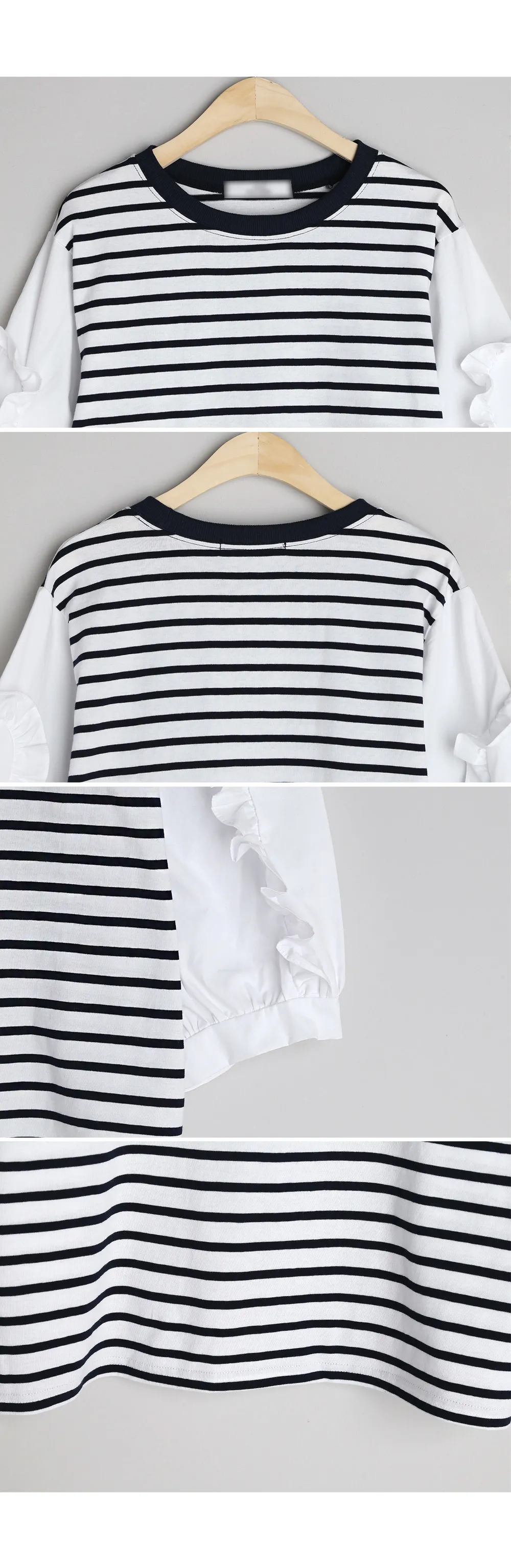 フリル配色スリーブボーダーTシャツ・全2色 | DHOLIC | 詳細画像8