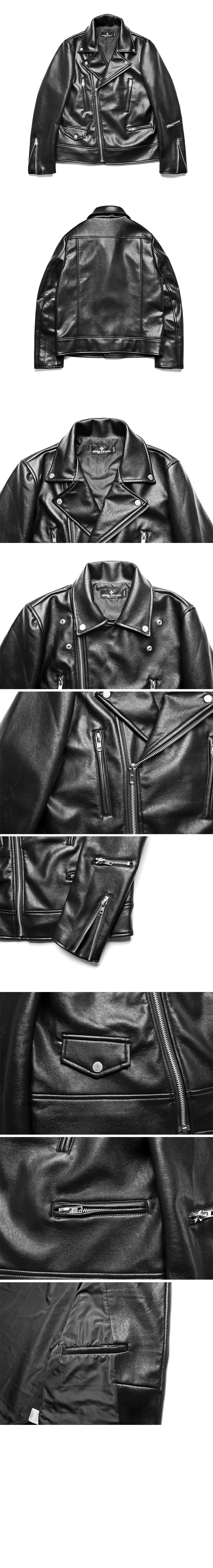 フェイクラムレザーライダースジャケット(ブラック) | 詳細画像5