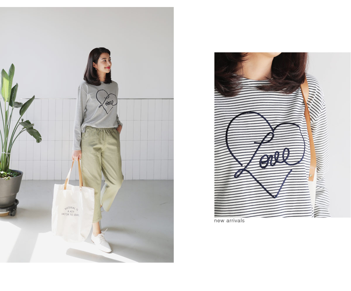 Love刺繍ボーダーTシャツ・全3色 | DHOLIC PLUS | 詳細画像3