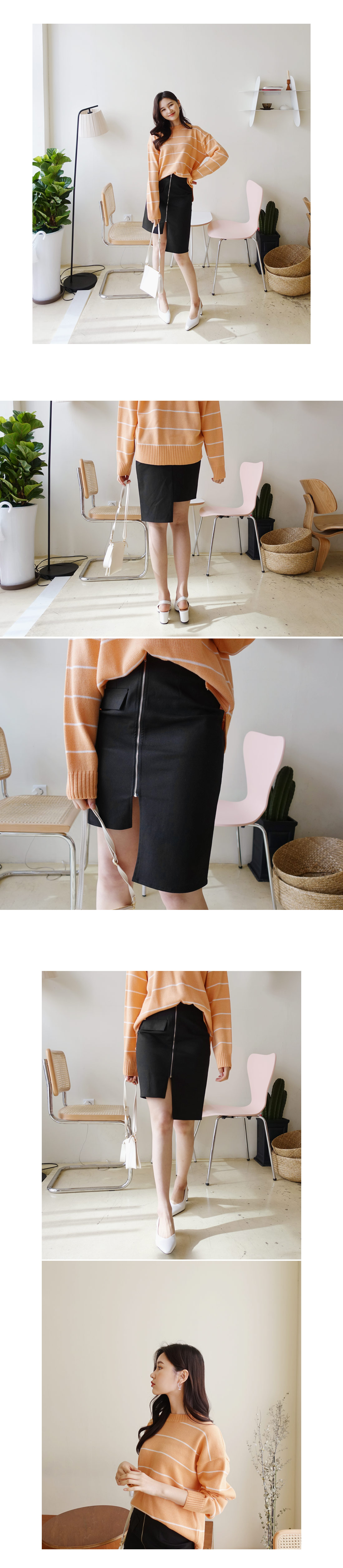 ジップアップアンバランススカート・全2色 | DHOLIC | 詳細画像2